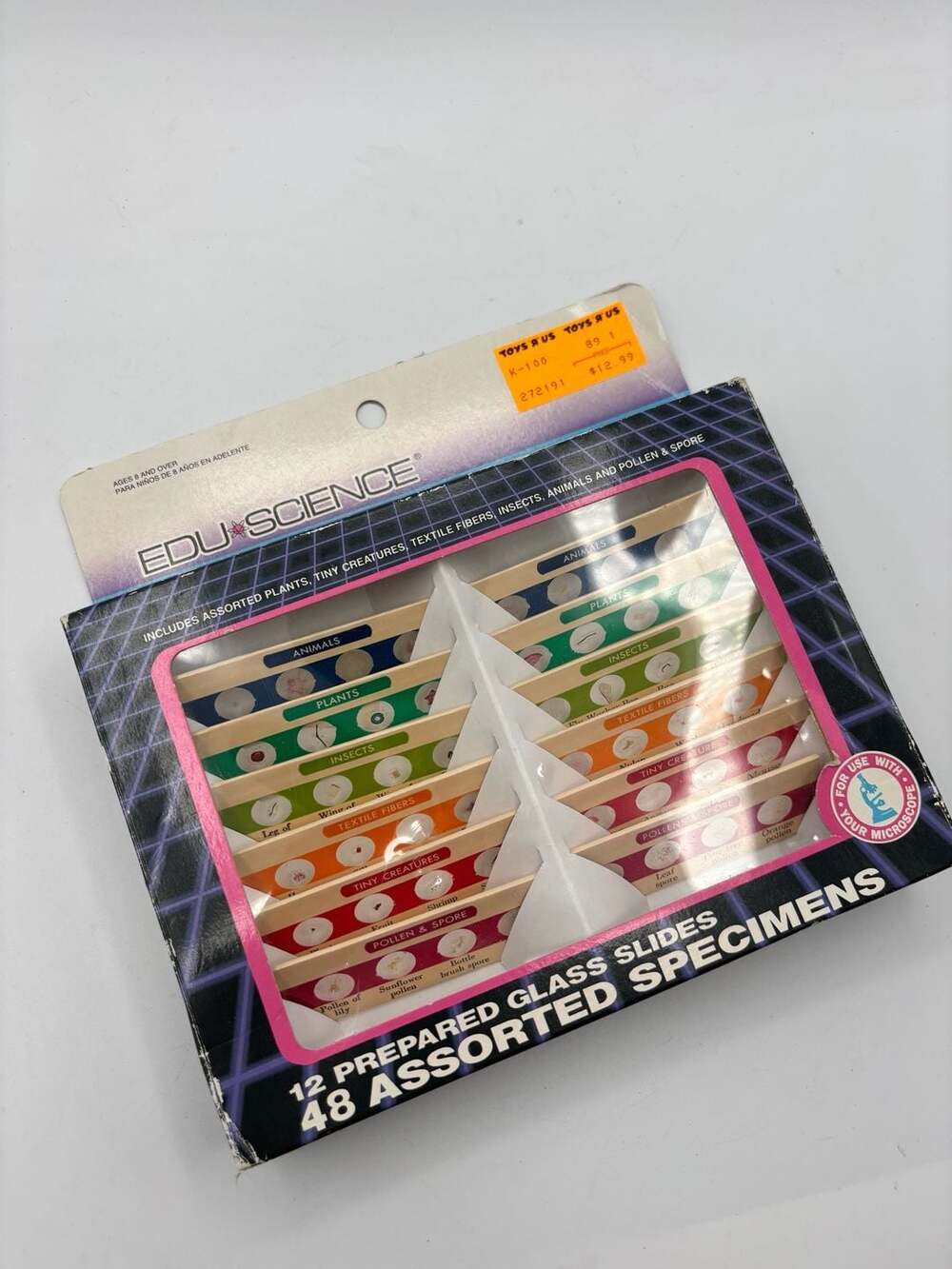 Edu Science 12 Prepared Glass Slides Set with 48 Assorted Specimens